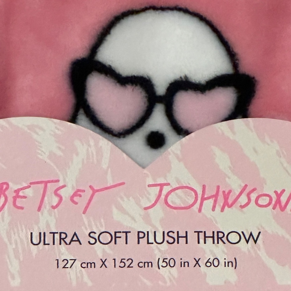 Viral Betsey Johnson Pink Plush Throw with Ghost Design
